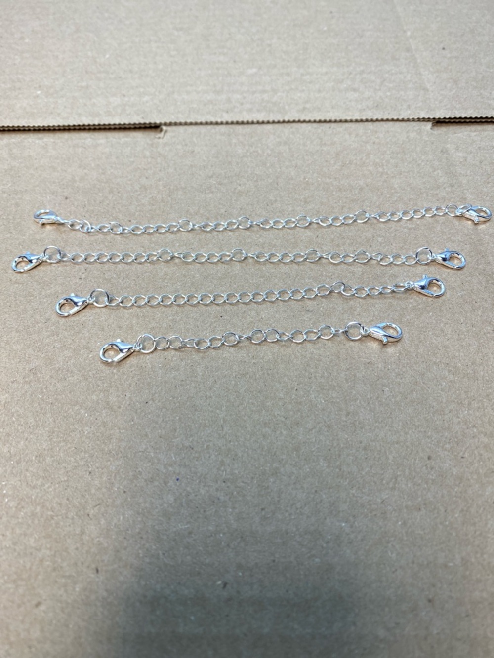 Adjustable Silver Extension Chains for Women's Necklaces - Pack of 4 - Picture 3 of 3